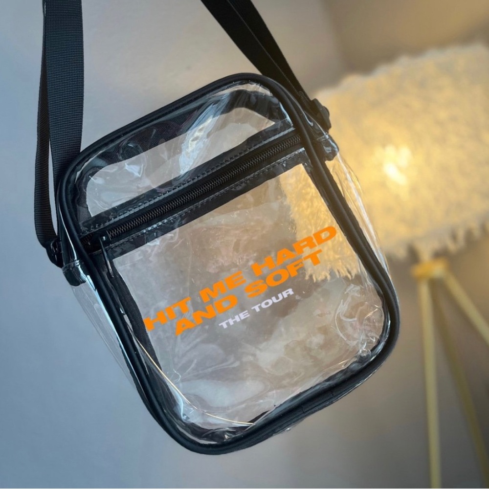 Hit me hard and soft the tour bag, clear stadium bag, clear concert bag